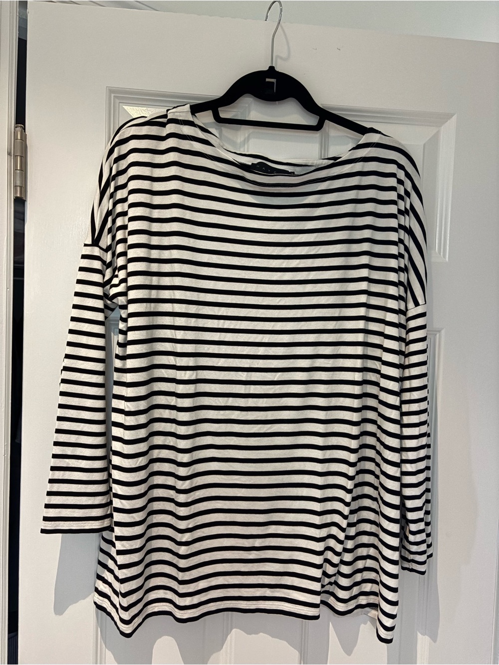 Hatch Black and White Striped Long Sleeve Tee